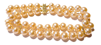 Bracelet de perles de culture d'eau douce couleur naturelle pêche avec fermoir de securité en Or